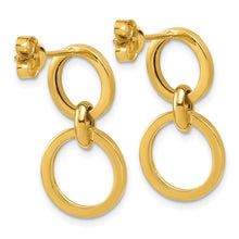 Load image into Gallery viewer, 14k Yellow Gold Double Polished Circle Dangle Post Earrings
