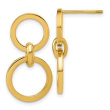 Load image into Gallery viewer, 14k Yellow Gold Double Polished Circle Dangle Post Earrings
