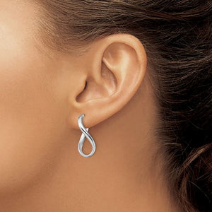 14k White Gold Polished Oval Twisted Hoop Earrings