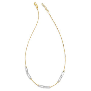 14k Yellow and White Gold Polished Link Necklace