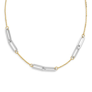 14k Yellow and White Gold Polished Link Necklace