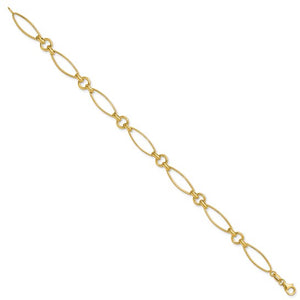 14k Yellow Gold Diamond Cut Fancy Link Bracelet