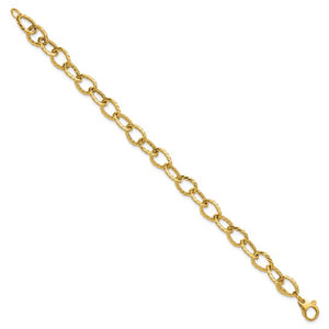 14k Yellow Gold Twisted Fancy Link Bracelet