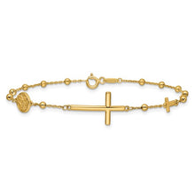 Load image into Gallery viewer, 14k Yellow Gold Cross and Beaded Bracelet
