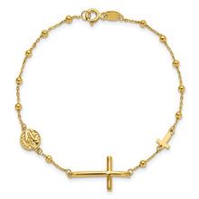 Load image into Gallery viewer, 14k Yellow Gold Cross and Beaded Bracelet
