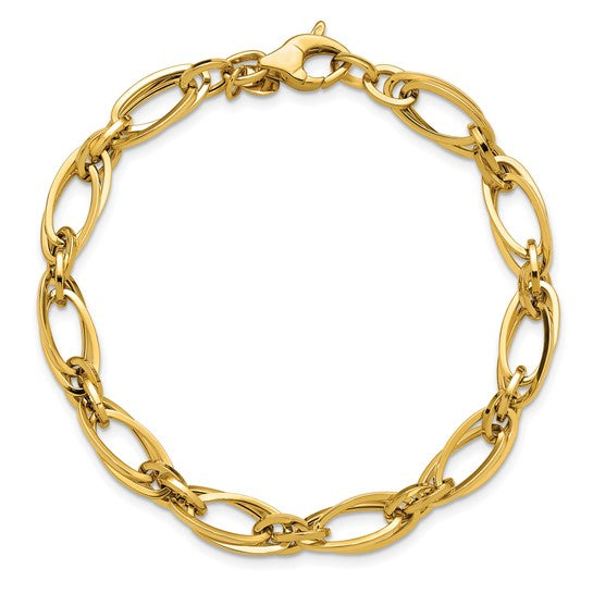 14k Yellow Gold Fancy Oval Link Bracelet