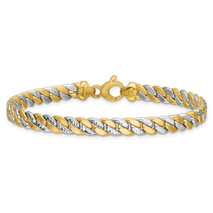 14k Yellow and White Gold Curb Link Bracelet
