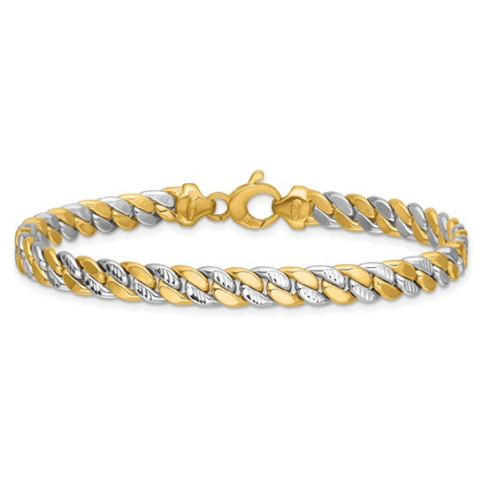 14k Yellow and White Gold Curb Link Bracelet