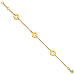 14k Yellow Gold 7" Polished Circle Bracelet