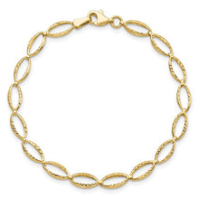 Load image into Gallery viewer, 14k Yellow Gold Polished and Diamond Cut Oval Link Bracelet
