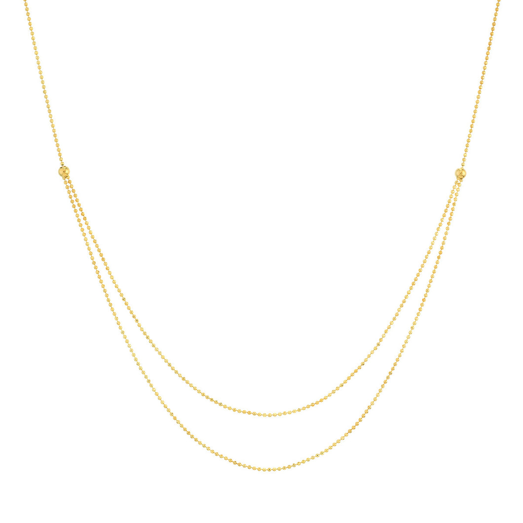 14k Yellow Gold Double Strand Adjustable 18