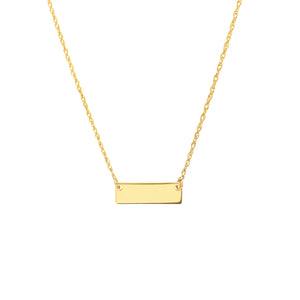 14k Yellow Gold Mini Engravable Bar Necklace