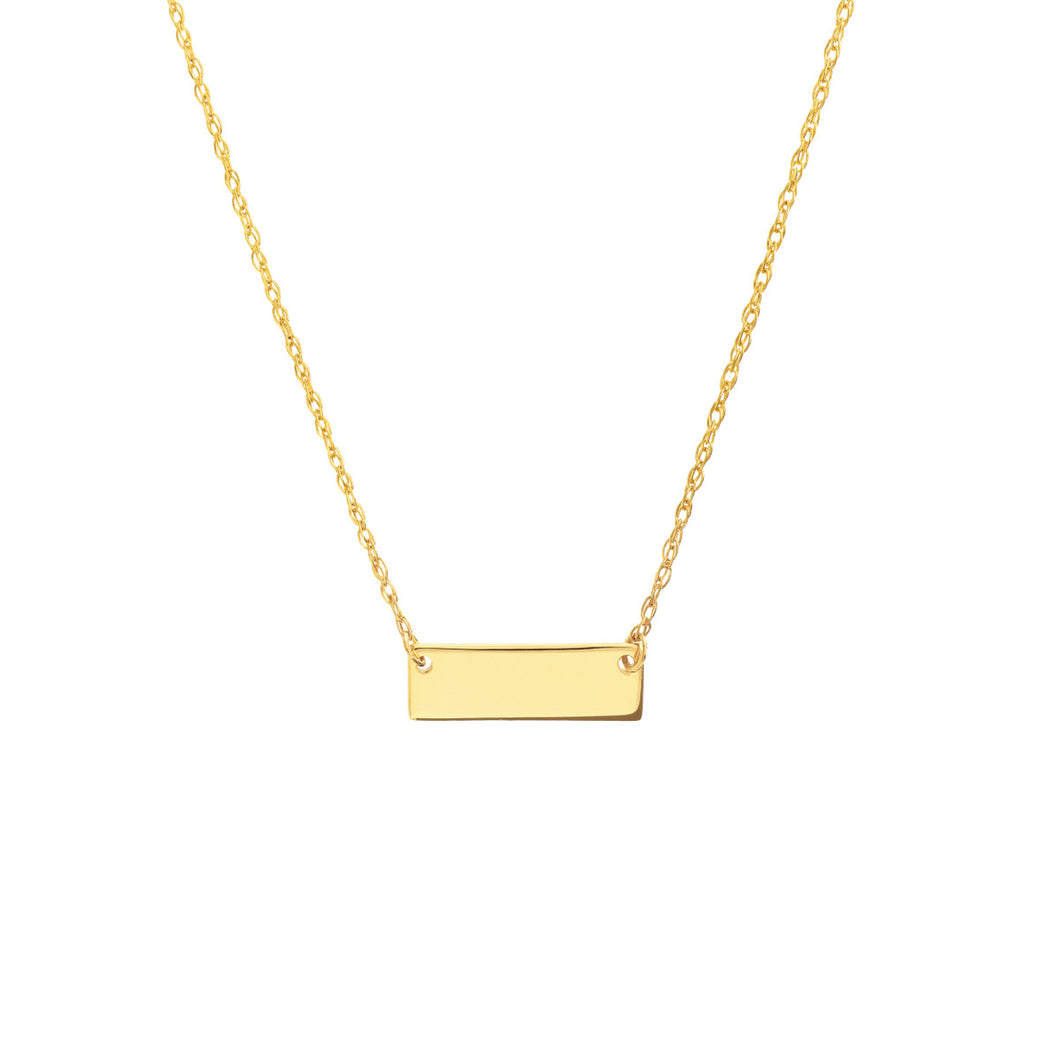 14k Yellow Gold Mini Engravable Bar Necklace