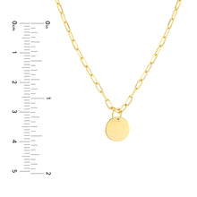 Load image into Gallery viewer, 14k Yellow Gold Disk with Paperclip Chain
