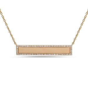 14k Yellow Gold Diamond Bar Necklace