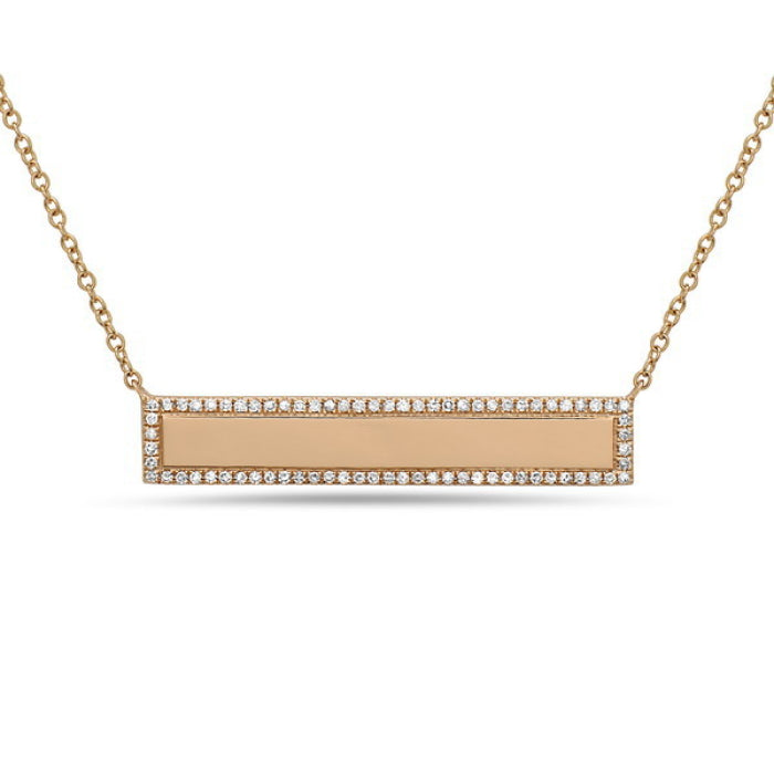 14k Yellow Gold Diamond Bar Necklace