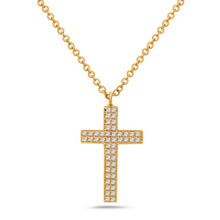 Load image into Gallery viewer, 14k Yellow Gold Diamond Cross Necklace
