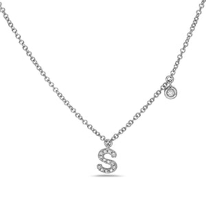 14k White Gold "Letter" Necklace