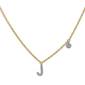 14k Yellow and White Gold "Letter" Necklace