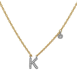 14k Yellow and White Gold "Letter" Necklace