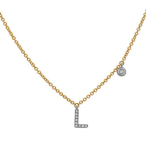 14k Yellow and White Gold "Letter" Necklace