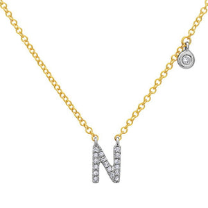 14k Yellow and White Gold "Letter" Necklace