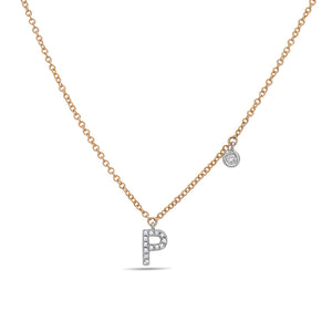 14k Yellow and White Gold "Letter" Necklace