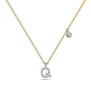 14k Yellow and White Gold "Letter" Necklace