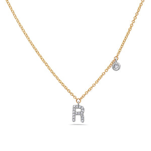 14k Yellow and White Gold "Letter" Necklace