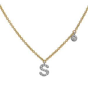 14k Yellow and White Gold "Letter" Necklace