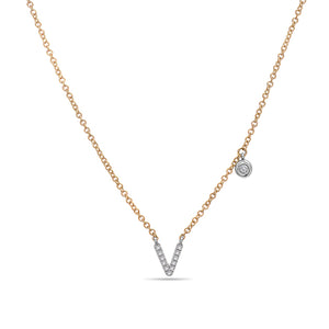 14k Yellow and White Gold "Letter" Necklace
