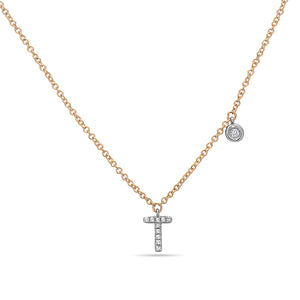 14k Yellow and White Gold "Letter" Necklace