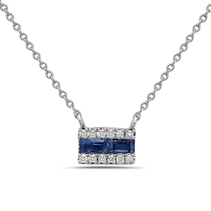 14k White Gold Sapphire and Diamond Necklace