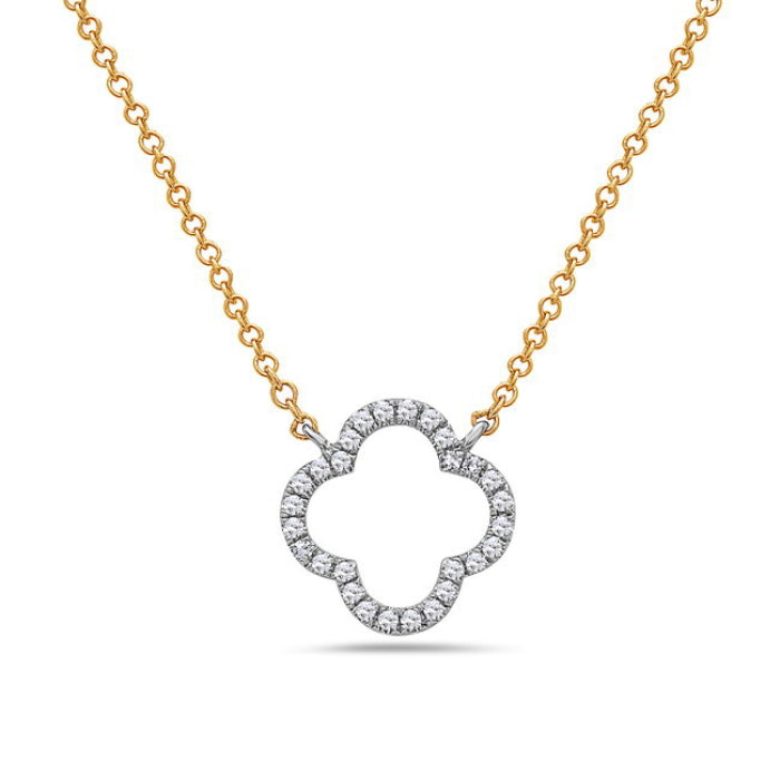 14k Gold Diamond Cloverlike Pendant