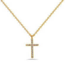 Load image into Gallery viewer, 14k Yellow Gold Diamond Cross Necklace
