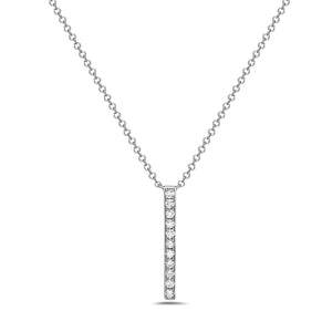 14k White Gold Diamond North-South Bar Necklace