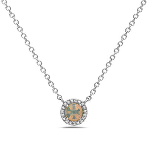 14k White Gold Opal and Diamond Necklace