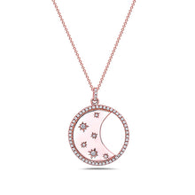 Load image into Gallery viewer, 14k Rose Gold Diamond Moon and Stars Necklace
