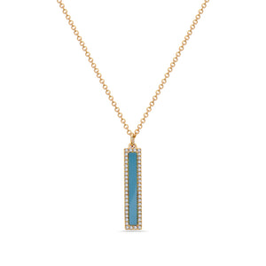 14k Yellow Gold Diamond and Turquoise Necklace