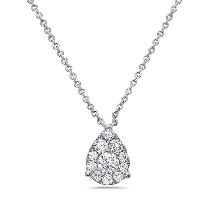 14k White Gold Diamond Pear Necklace