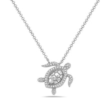 Load image into Gallery viewer, 14k White Gold Diamond Sea Turtle Necklace
