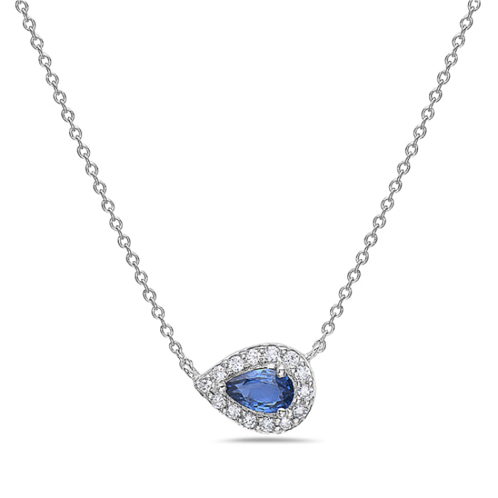 14k White Gold Sapphire and Diamond Necklace