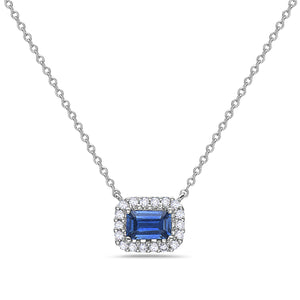 14k White Gold Sapphire and Diamond Necklace