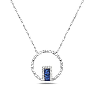14k White Gold Sapphire and Diamond Necklace