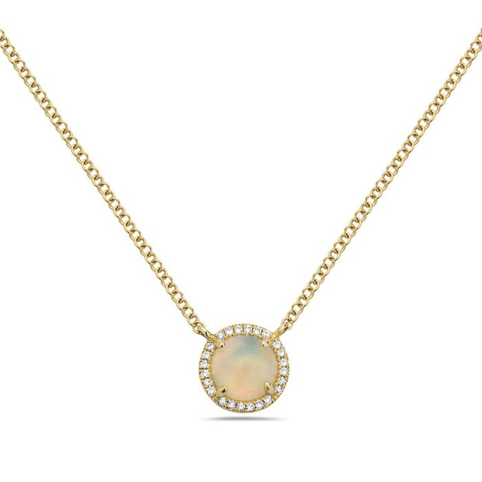 14k Yellow Gold Diamond and Opal Necklace