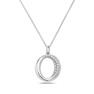 14k White Gold Diamond Oval Necklace