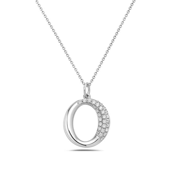 14k White Gold Diamond Oval Necklace