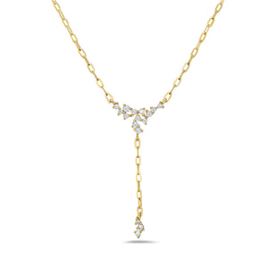 14k Yellow Gold Dangle Diamond Necklace