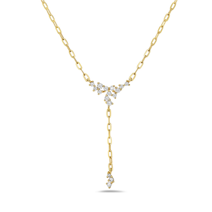 14k Yellow Gold Dangle Diamond Necklace