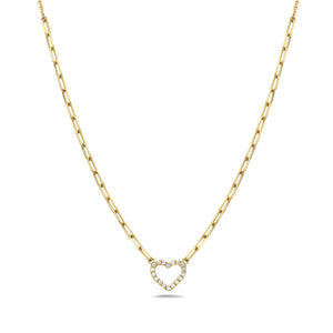 14k Yellow Gold Diamond Heart Pendant on an adjustable 16-18" Chain